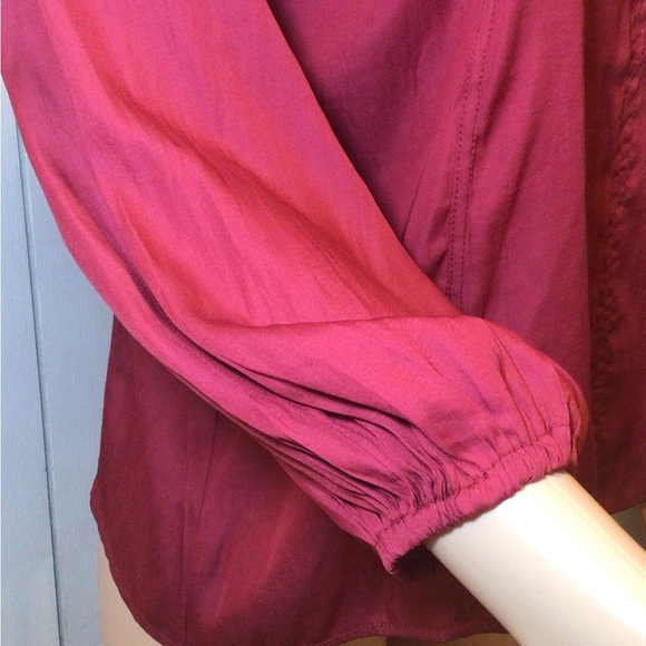 Day + Moon Womens Dark Red Boho Peasant Top Size Small - Picture 4 of 7